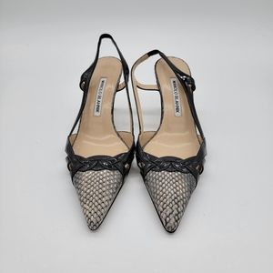 Manolo Blahnik slingback snake print leather heels

Size 36.5